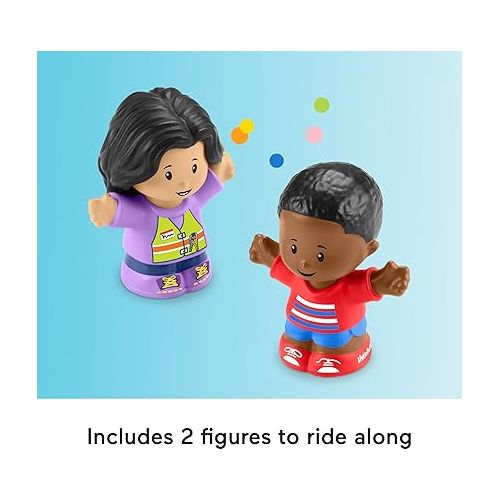 피셔프라이스 Fisher-Price Little People Toddler Toy School Bus Musical Push-Along Vehicle with 2 Figures for Pretend Play Ages 1+ Years