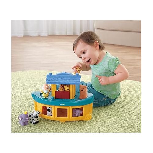 피셔프라이스 Fisher-Price Little People Toddler Playset, Noah's Ark, Toy Boat with 9 Figures for Preschool Pretend Play Ages 1+ Years