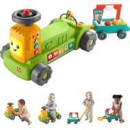 Fisher-Price Baby to Toddler Toy Laugh & Learn 4-in-1 Farm to Market Tractor Ride On with Pull Wagon & Smart Stages for Infants Ages 9+ Months