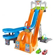 Fisher-Price Little People Toddler Playset Hot Wheels Racing Loops Tower Race Track with Stunt Ramp & Sounds for Ages 18+ Months