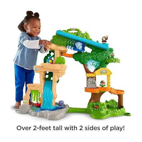 피셔프라이스 Fisher-Price Little People Toddler Playset Share & Care Safari 2-Ft Tall Toy with Lights Sounds & 7 Figures for Ages 1+ years