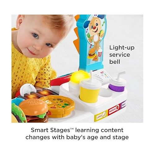 피셔프라이스 Fisher-Price Toddler Learning Toy Laugh & Learn Servin’ Up Fun Food Truck Electronic Playset with 24 Accessories for Kids Ages 18+ Months