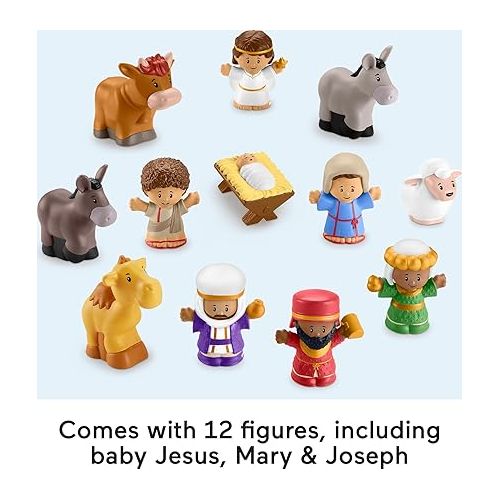 피셔프라이스 Fisher-Price Little People Toddler Toy Nativity Set with Music Lights and 18 Pieces for Christmas Play Ages 1+ Years