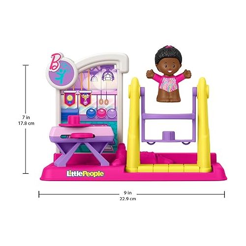 피셔프라이스 Fisher-Price Little People Barbie Toys for Toddler, Gymnastics Playset with Athlete Figure for Preschool Pretend Play, Age 18+ Months