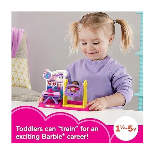 피셔프라이스 Fisher-Price Little People Barbie Toys for Toddler, Gymnastics Playset with Athlete Figure for Preschool Pretend Play, Age 18+ Months