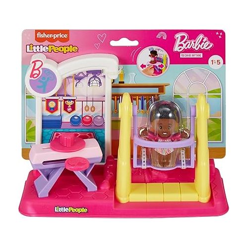 피셔프라이스 Fisher-Price Little People Barbie Toys for Toddler, Gymnastics Playset with Athlete Figure for Preschool Pretend Play, Age 18+ Months