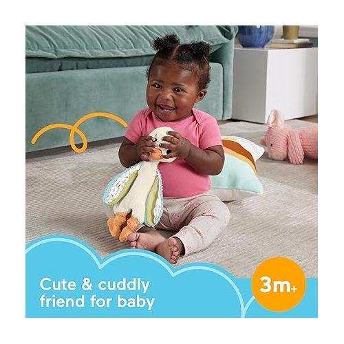 피셔프라이스 Fisher-Price Baby Sensory Toy Snuggle Up Goose Plush Toy with Jingles for Newborns, Machine Washable