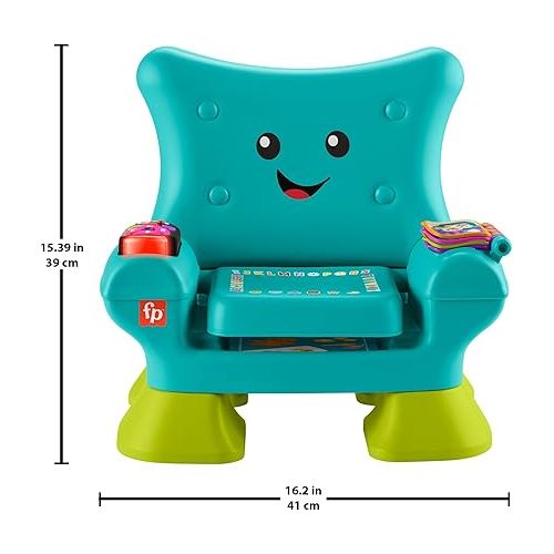 피셔프라이스 Fisher-Price Toddler Learning Toy Laugh & Learn Smart Stages Chair with Music Lights & Activities for Infants Ages 1+ Years, Teal