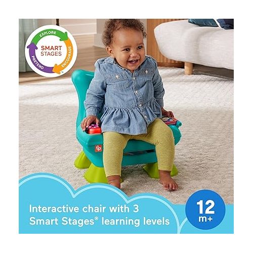 피셔프라이스 Fisher-Price Toddler Learning Toy Laugh & Learn Smart Stages Chair with Music Lights & Activities for Infants Ages 1+ Years, Teal