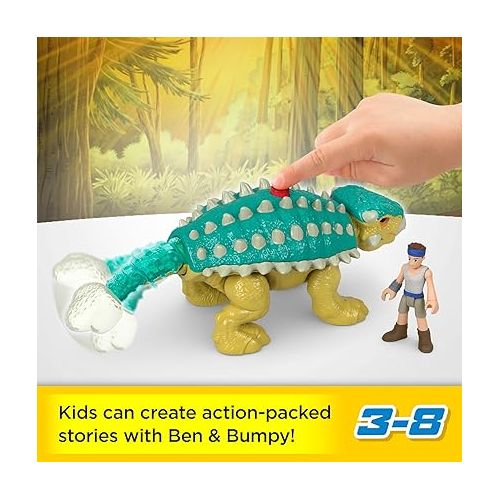 피셔프라이스 Fisher-Price Imaginext Jurassic World Dinosaur Toy Bumpy & Ben Figure Set for Pretend Play Preschool Kids Ages 3+ Years