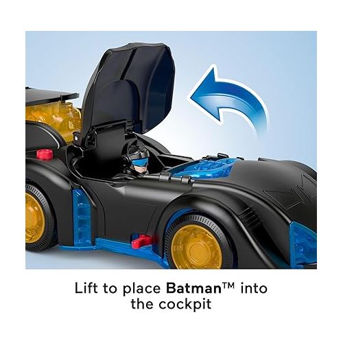 피셔프라이스 Fisher-Price Imaginext DC Super Friends Batman Toys Shake & Spin Batmobile with Poseable Figure for Preschool Pretend Play Ages 3+ Years