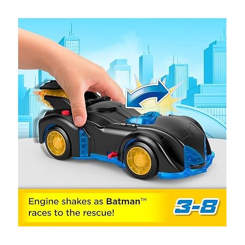 피셔프라이스 Fisher-Price Imaginext DC Super Friends Batman Toys Shake & Spin Batmobile with Poseable Figure for Preschool Pretend Play Ages 3+ Years