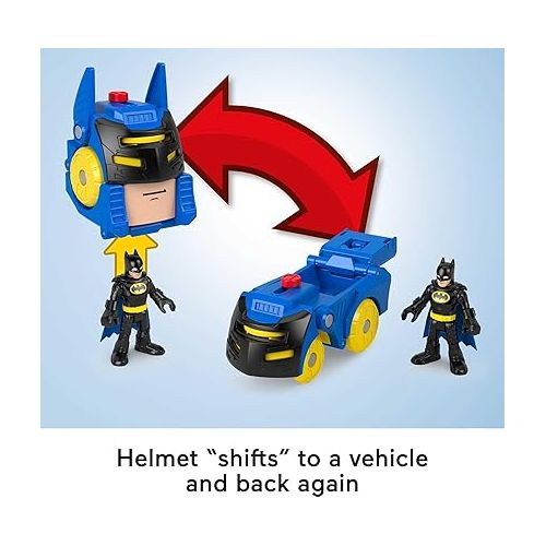 피셔프라이스 DC SUPER FRIENDS Fisher-Price Imaginext Batman Toys Head Shifters Figure & Batmobile Vehicle Set for Preschool Kids Ages 3+ Years?