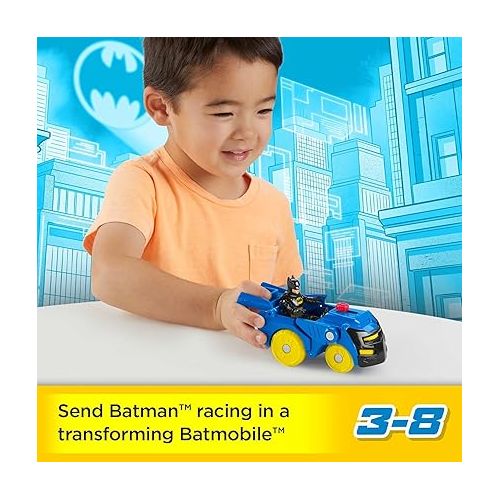 피셔프라이스 DC SUPER FRIENDS Fisher-Price Imaginext Batman Toys Head Shifters Figure & Batmobile Vehicle Set for Preschool Kids Ages 3+ Years?
