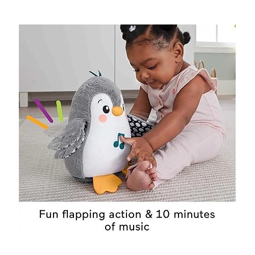 피셔프라이스 Fisher-Price Plush Baby Toy Flap & Wobble Penguin with Music and Motion for Tummy Time to Sit-at Sensory Play