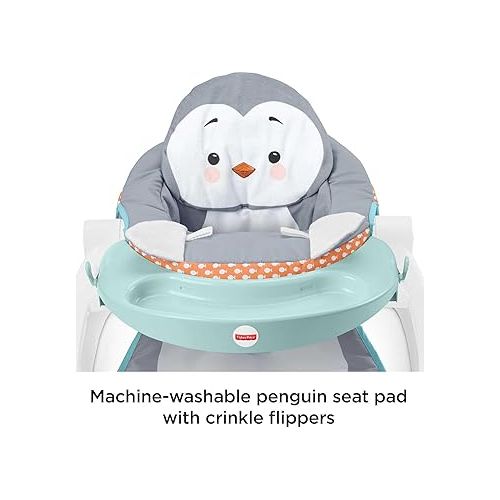 피셔프라이스 Fisher-Price Portable Baby Chair Sit-Me-Up Floor Seat With Snack Tray And Removable Toy Bar, Penguin Island