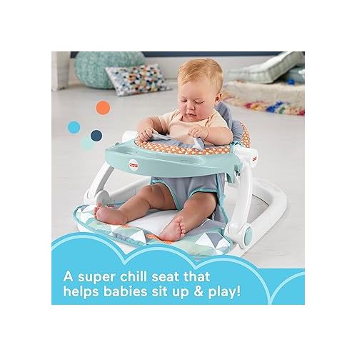 피셔프라이스 Fisher-Price Portable Baby Chair Sit-Me-Up Floor Seat With Snack Tray And Removable Toy Bar, Penguin Island