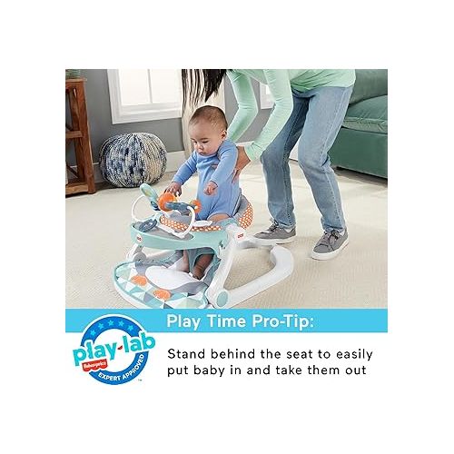 피셔프라이스 Fisher-Price Portable Baby Chair Sit-Me-Up Floor Seat With Snack Tray And Removable Toy Bar, Penguin Island