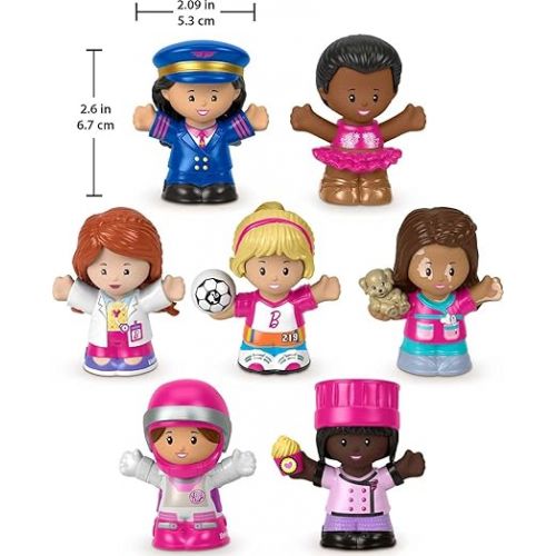 피셔프라이스 Fisher-Price Little People Barbie Toddler Toys, You Can Be Anything Figure Pack, 7 Characters for Pretend Play Ages 18+ Months (Amazon Exclusive)