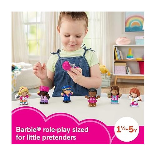 피셔프라이스 Fisher-Price Little People Barbie Toddler Toys, You Can Be Anything Figure Pack, 7 Characters for Pretend Play Ages 18+ Months (Amazon Exclusive)