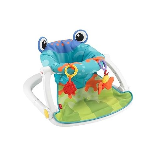 피셔프라이스 Fisher-Price Portable Baby Chair Sit-Me-Up Floor Seat with Bpa-Free Teether and Crinkle Toy, Froggy Seat Pad