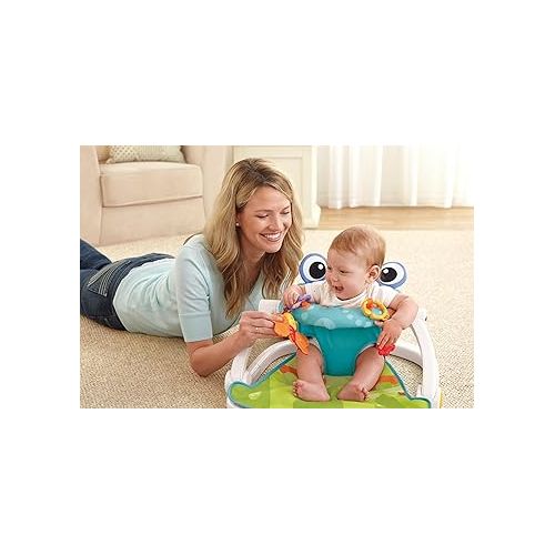 피셔프라이스 Fisher-Price Portable Baby Chair Sit-Me-Up Floor Seat with Bpa-Free Teether and Crinkle Toy, Froggy Seat Pad