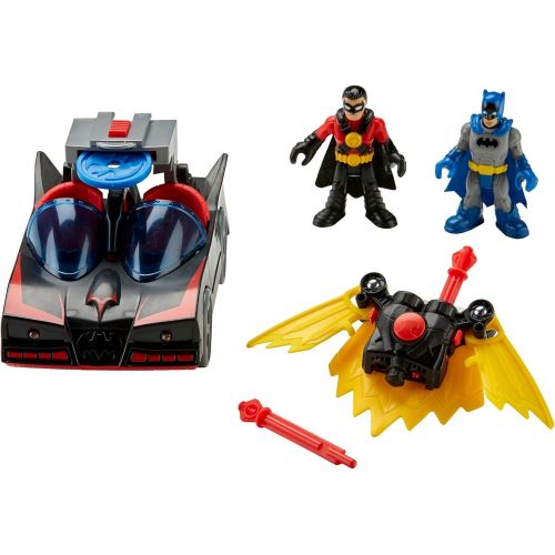  Fisher-Price Imaginext DC Super Friends DC Comics Superhero Showdown Batmobile with Lights & Red Robin