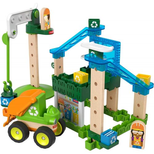  Fisher-Price Wonder Makers Design System Lift & Sort Recycling Center - 35+ Piece Building and Wooden Track Play Set for Ages 3 Years & Up