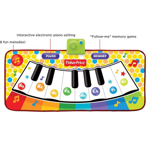  Fisher-Price  Dancin Tunes Music Mat, Electronic and Interactive Music Keyboard, Piano Mat, Learn to Play Piano, Toddler, Ages 3+