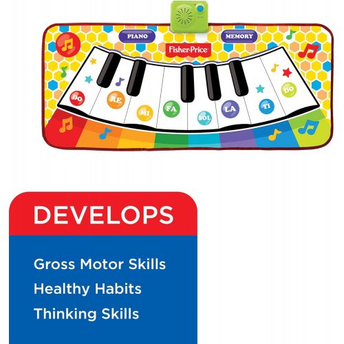  Fisher-Price  Dancin Tunes Music Mat, Electronic and Interactive Music Keyboard, Piano Mat, Learn to Play Piano, Toddler, Ages 3+