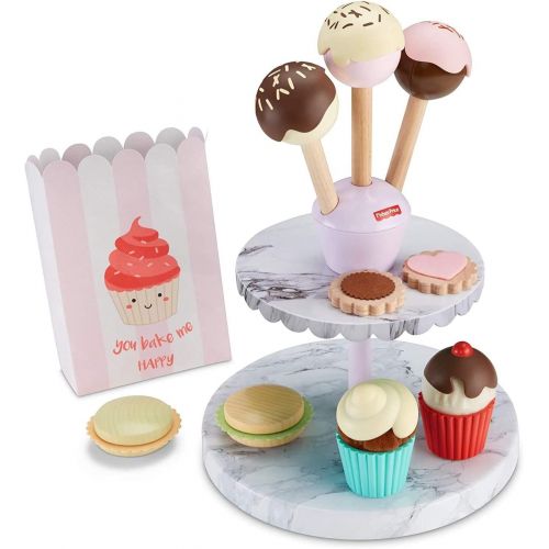  Fisher-Price Cake Pop Shop - 24-Piece Pretend Dessert Bakery Play Set with Real Wood for Preschoolers 3 Years & Up