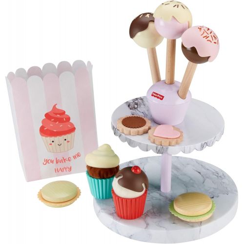  Fisher-Price Cake Pop Shop - 24-Piece Pretend Dessert Bakery Play Set with Real Wood for Preschoolers 3 Years & Up