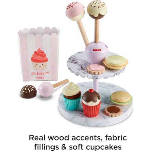  Fisher-Price Cake Pop Shop - 24-Piece Pretend Dessert Bakery Play Set with Real Wood for Preschoolers 3 Years & Up