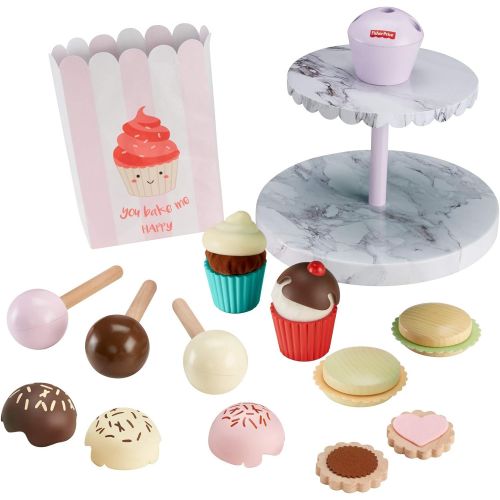  Fisher-Price Cake Pop Shop - 24-Piece Pretend Dessert Bakery Play Set with Real Wood for Preschoolers 3 Years & Up