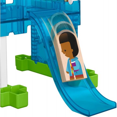  Fisher-Price Wonder Makers Slide & Ride Schoolyard - 75+ Piece Building and Wooden Track Play Set for Ages 3 Years & Up