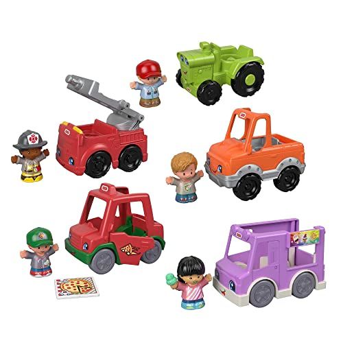  Fisher-Price Little People Around The Neighborhood Vehicle Pack, Set of 5 Push-Along Vehicles and 5 Figures for Toddlers [Amazon Exclusive]