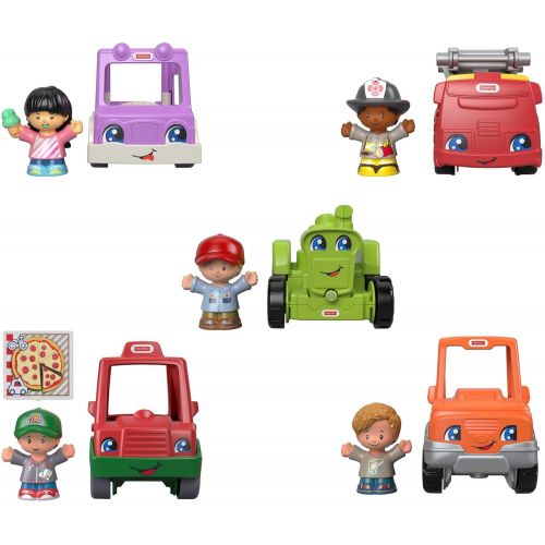  Fisher-Price Little People Around The Neighborhood Vehicle Pack, Set of 5 Push-Along Vehicles and 5 Figures for Toddlers [Amazon Exclusive]