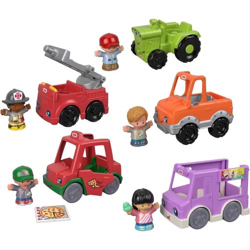  Fisher-Price Little People Around The Neighborhood Vehicle Pack, Set of 5 Push-Along Vehicles and 5 Figures for Toddlers [Amazon Exclusive]