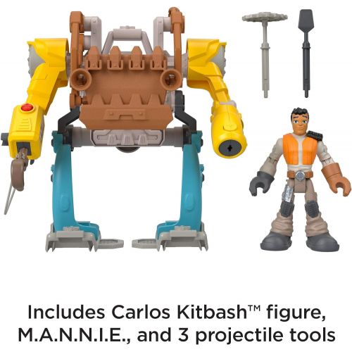  Fisher-Price Rescue Heroes Carlos Kitbash Figure & M.A.N.N.I.E. Mech Suit