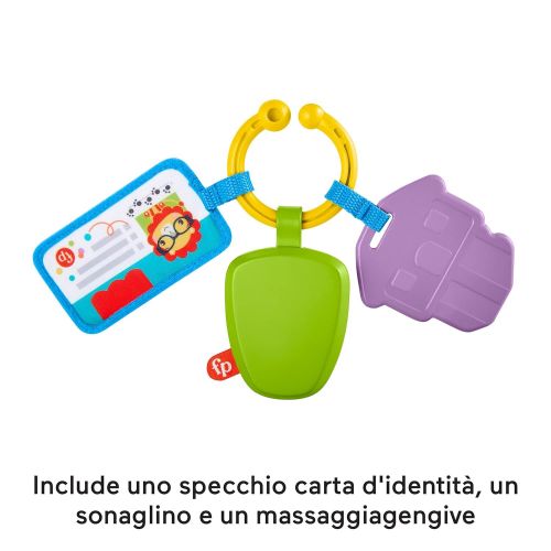  Fisher-Price Hit The Road Activity Keys, Take-Along Baby Rattle & Teething Toy with Mirror