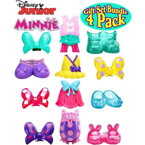  Fisher-Price Disney Junior Minnie Mouse Snap-On Fashions Dance, Bedtime, Summer & Winter Complete Gift Set Bundle - 4 Pack