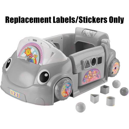  Replacement Parts Laugh and Learn Car - Fisher-Price Laugh and Learn Crawl Around Car CDC78 and DJD09 ~ Replacement Stickers ~ Styles May Vary from Photo