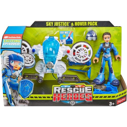  Fisher-Price Rescue Heroes Sky Justice & Hover Pack, Figure & Accessories Set