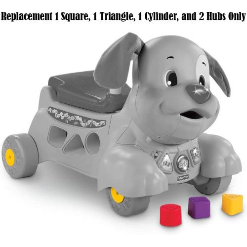  Replacement Parts for Stride-to-Ride Puppy - Fisher-Price Laugh and Learn Stride-to-Ride Puppy W9740 - Replacement 1 Square, 1 Triangle, 1 Cylinder, and 2 Hubs