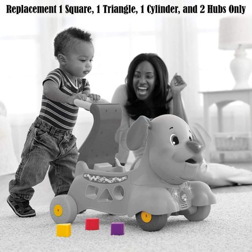  Replacement Parts for Stride-to-Ride Puppy - Fisher-Price Laugh and Learn Stride-to-Ride Puppy W9740 - Replacement 1 Square, 1 Triangle, 1 Cylinder, and 2 Hubs