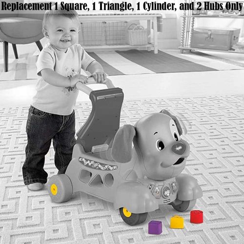  Replacement Parts for Stride-to-Ride Puppy - Fisher-Price Laugh and Learn Stride-to-Ride Puppy W9740 - Replacement 1 Square, 1 Triangle, 1 Cylinder, and 2 Hubs