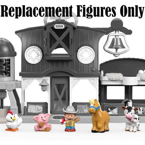  Replacement Parts for Little People Farm - Fisher-Price Animal Friends Farm DWC31 & CHJ51 ~ Replacement Figures ~ Cow with Calf, Pig, Horse, Chicken and Farmer