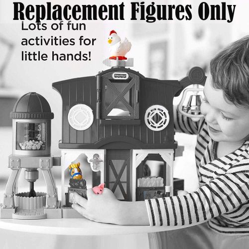  Replacement Parts for Little People Farm - Fisher-Price Animal Friends Farm DWC31 & CHJ51 ~ Replacement Figures ~ Cow with Calf, Pig, Horse, Chicken and Farmer