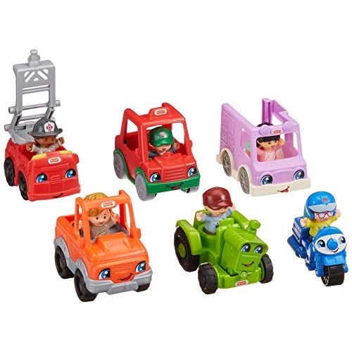  Fisher-Price Little People Friendly Neighborhood Vehicle Gift Set, Toddlers Explore Different Roles People Play in Their Neighborhood with This Set Featuring 6 Roll-Along Vehicles