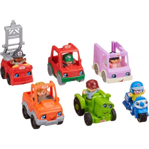  Fisher-Price Little People Friendly Neighborhood Vehicle Gift Set, Toddlers Explore Different Roles People Play in Their Neighborhood with This Set Featuring 6 Roll-Along Vehicles